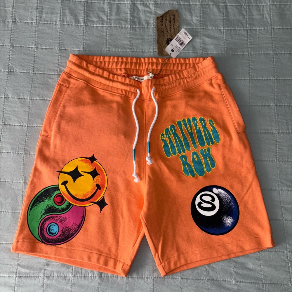 STRIVERS ROW Shaman Sweat Short Embroidered Fleece Orange Sz. Large